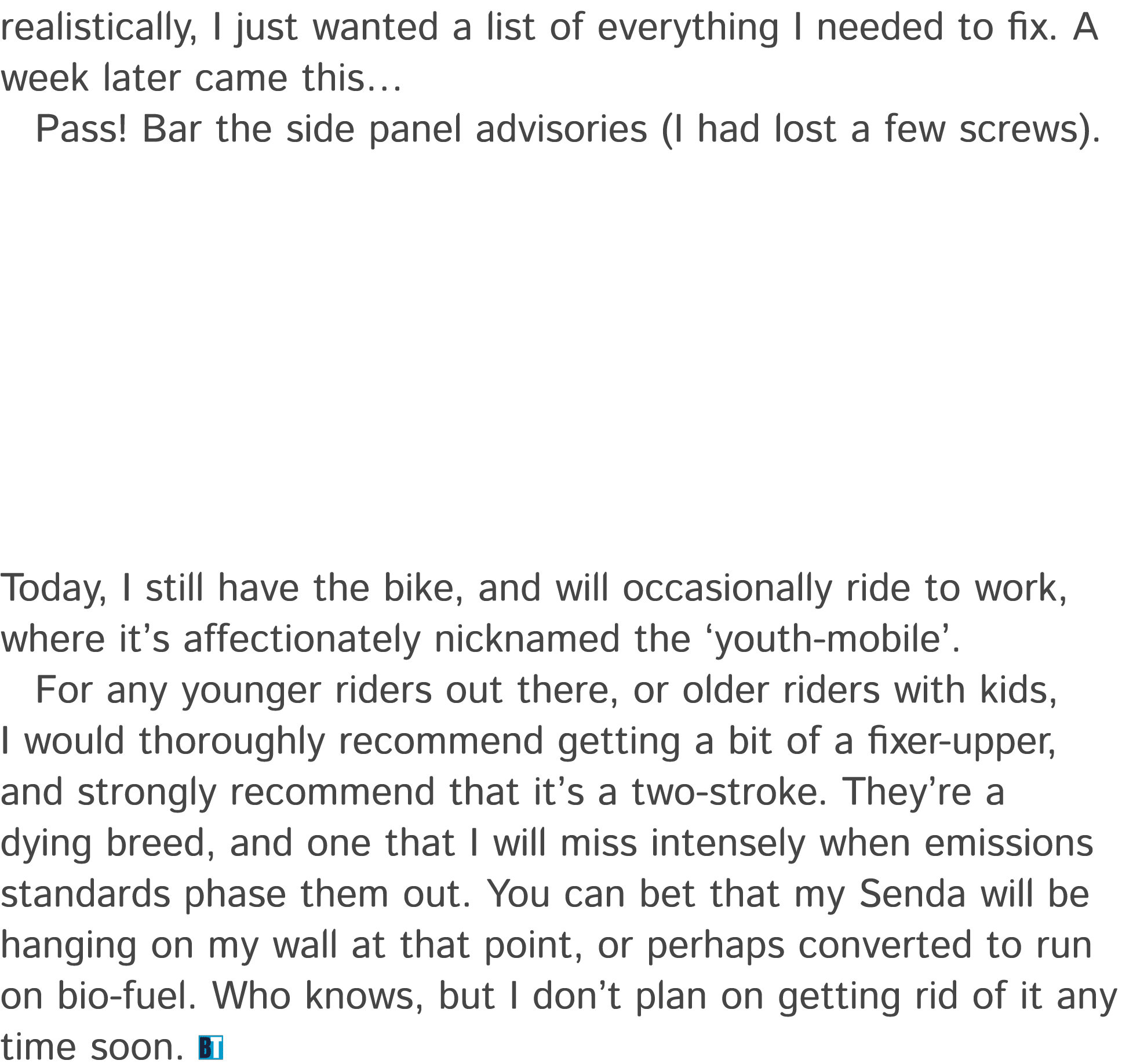 realistically, I just wanted a list of everything I needed to fix. A week later came this… Pass! Bar the side panel a...