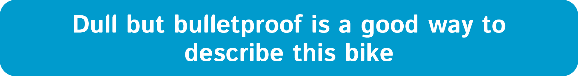 Dull but bulletproof is a good way to describe this bike